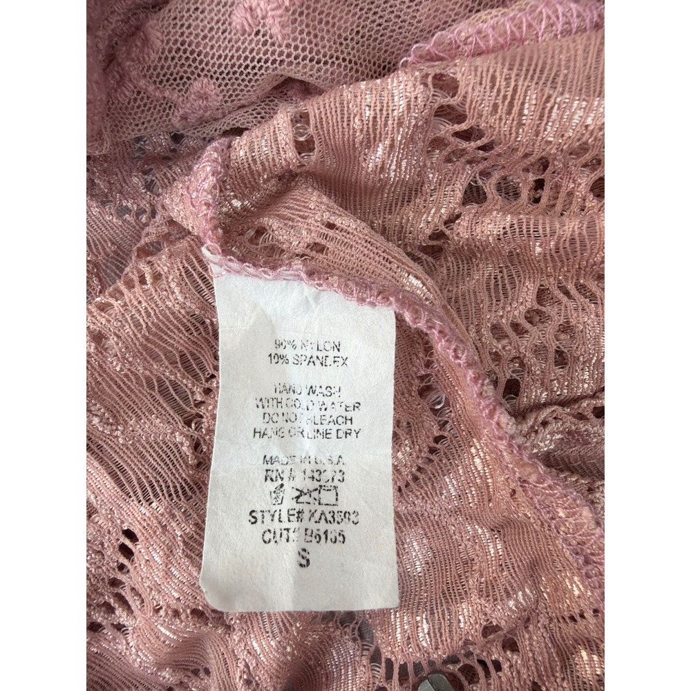 Charlotte Russe Pink Floral Lace Kimono Sheer Tie Waist High Low Wrap Small - Picture 8 of 8
